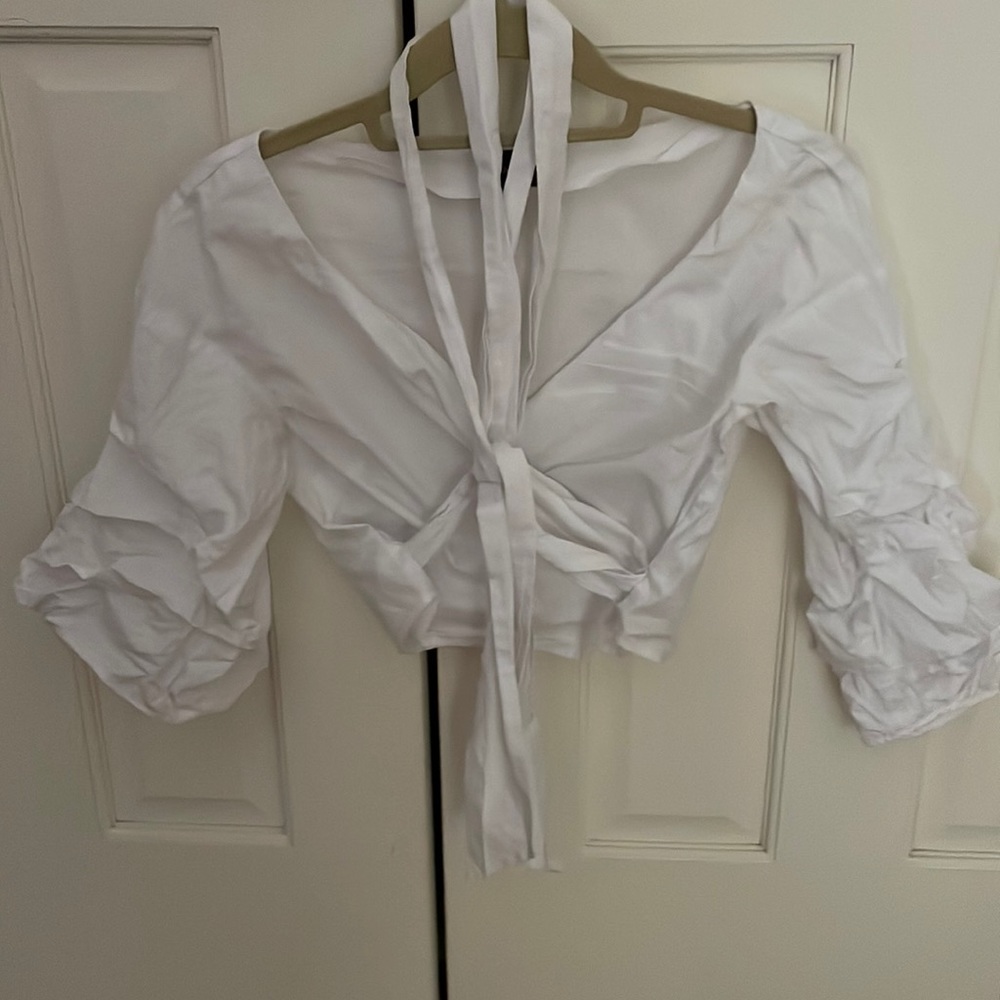Bardot Surplice Top - White